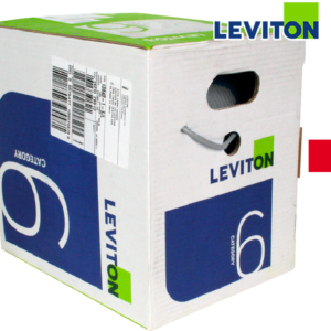 LEVITON Cat 6, 4pr, U/UTP, 23 AWG, CM, Red, 305m Reel-in-Box